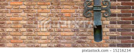 brown brick wall with shod decor panoramic brown brick wall with shod decor panoramic 15216234