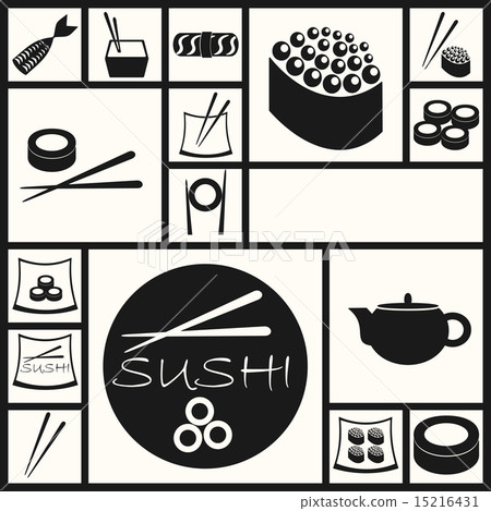 Flat modern design with shadow sushi,Chinese cuisine Flat modern design with shadow sushi,Chinese cuisine 15216431