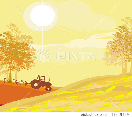 Tractor plowing field in autumn Tractor plowing field in autumn 15219159