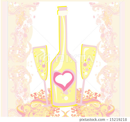 illustration of wine bottle and wine glass illustration of wine bottle and wine glass 15219218