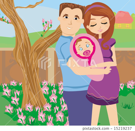 Happy Young Couple with Newborn Baby. Happy Young Couple with Newborn Baby. 15219237