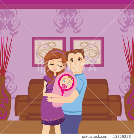 Happy Young Couple with Newborn Baby. Happy Young Couple with Newborn Baby. 15219238