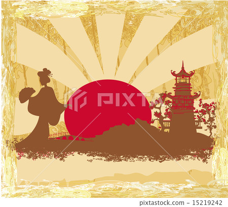 grunge abstract landscape with Asian girl grunge abstract landscape with Asian girl 15219242