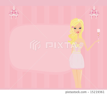 Beautiful girl with drink at a party 15219361