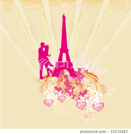 Romantic couple silhouette in Paris Romantic couple silhouette in Paris 15219367
