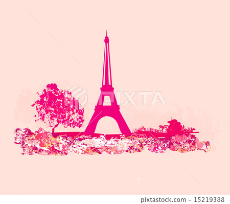 vintage retro Eiffel tower card 15219388