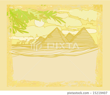 old paper with pyramids giza landscape card 15219407