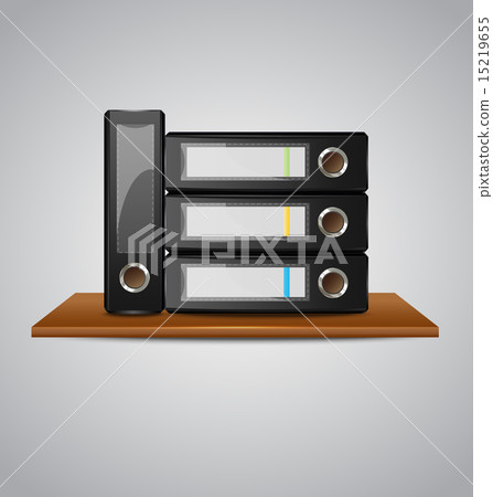 My office  template with binders on a wooden shelf 15219655