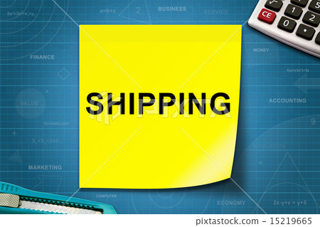 Shipping word on yellow note 15219665