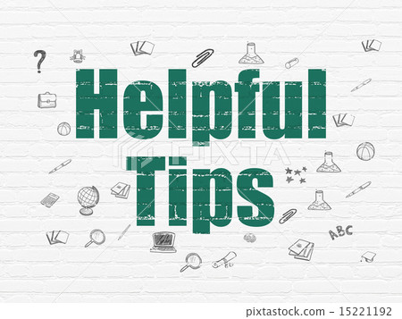 Education concept: Helpful Tips on wall background Education concept: Helpful Tips on wall background 15221192
