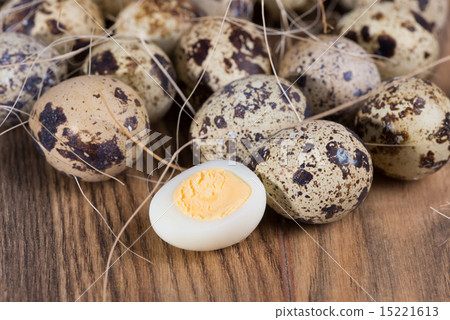 quail eggs lie in a nest on the boards quail eggs lie in a nest on the boards 15221613
