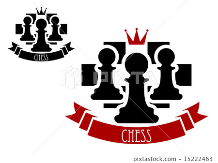 Chess emblem with pawns on chessboard background 15222463