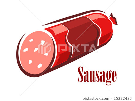 Cartoon red beef salami sausage 15222483