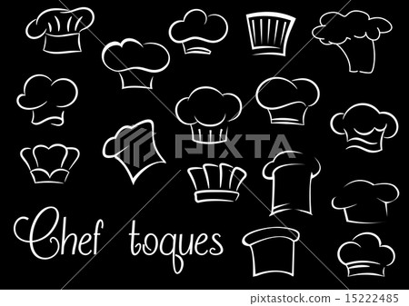 Chef toques and baker hats on black background 15222485