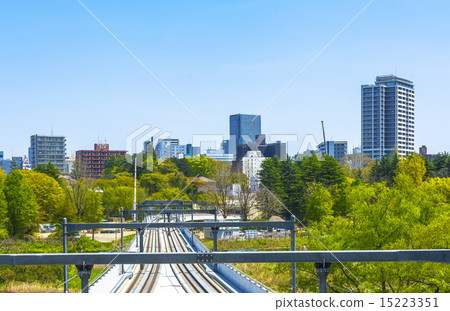 Sendai city · Sendai city Tozai line elevated bridge and whole view of Sendai city Sendai city · Sendai city Tozai line elevated bridge and whole view of Sendai city 15223351