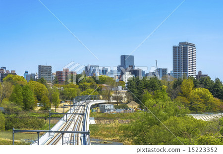 Sendai city · Sendai city Tozai line elevated bridge and whole view of Sendai city Sendai city · Sendai city Tozai line elevated bridge and whole view of Sendai city 15223352