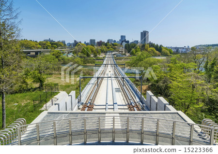 Sendai city · Sendai city Tozai line elevated bridge and whole view of Sendai city 15223366
