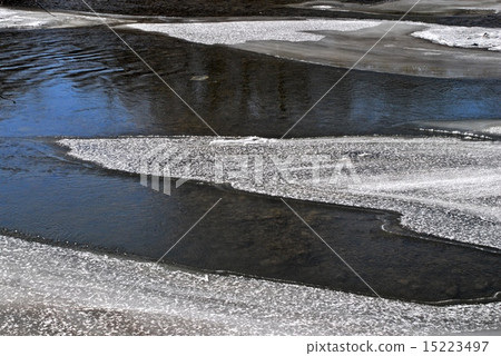 Melting ice in flowing river 15223497