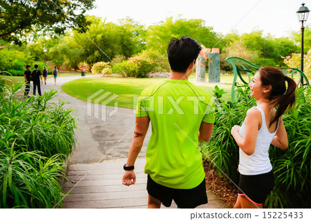 Couple Working out in the Singapore Park Couple Working out in the Singapore Park 15225433