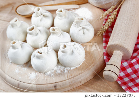 Baking ingredients for cooking manti dumplings. Baking ingredients for cooking manti dumplings. 15227073