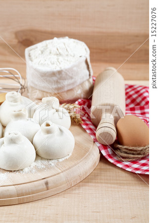 Baking ingredients for cooking manti dumplings. 15227076