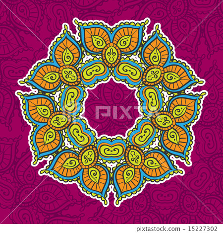 colored vintage circular pattern of indian 15227302