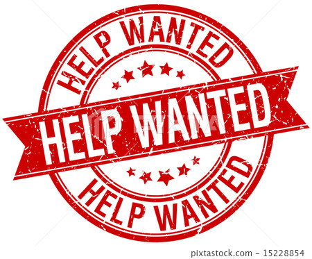 help wanted grunge retro red isolated ribbon stamp 15228854