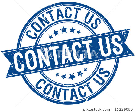 contact us grunge retro blue isolated ribbon stamp 15229099
