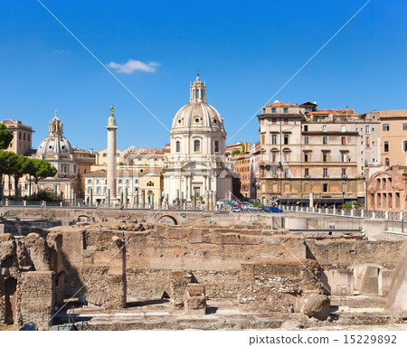 Rome. Trojan column, churches of Santa Maria di Lo 15229892