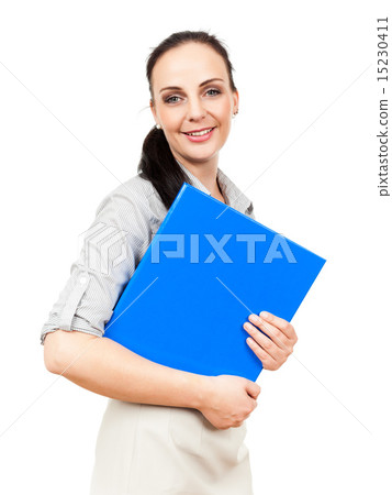 business woman with a blue folder business woman with a blue folder 15230411