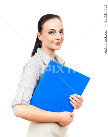 business woman with a blue folder business woman with a blue folder 15230412