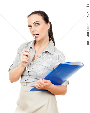business woman with a blue folder 15230413