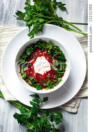 Russian soup borsch with parsley 15231368