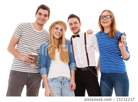 Four stylish young people on white background Four stylish young people on white background 15232217