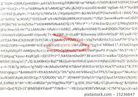 Virus - Red word Virus hidden amongst text 15236647