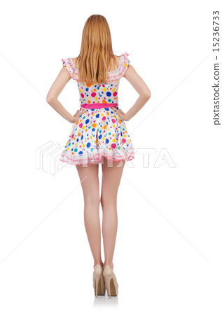 Model wearing fashionable clothing on white Model wearing fashionable clothing on white 15236733