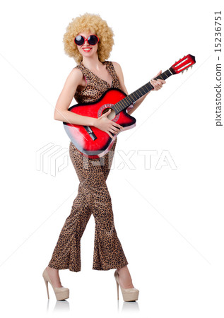 Young singer with afro cut and guitar Young singer with afro cut and guitar 15236751