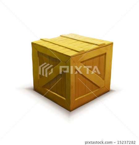 Yellow wooden crate, realistic icon isolated on white 15237282