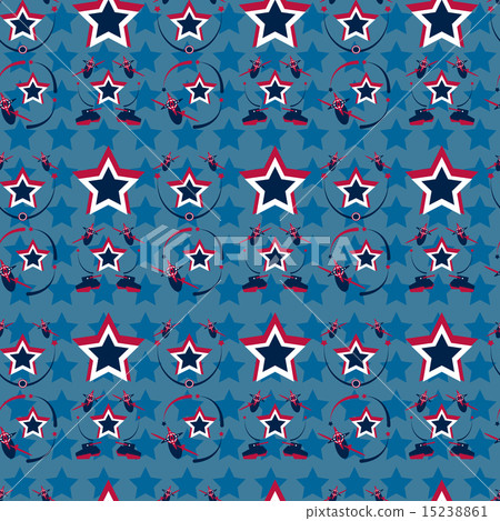 Cartoon airplane, tanks and stars seamless background. 15238861