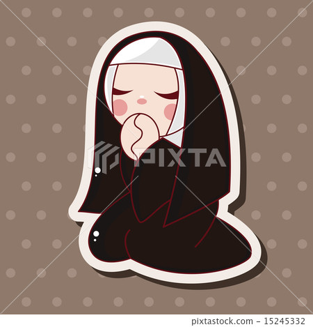 nun praying clipart black