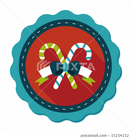 Christmas candy cane flat icon with long... - Stock Illustration ...