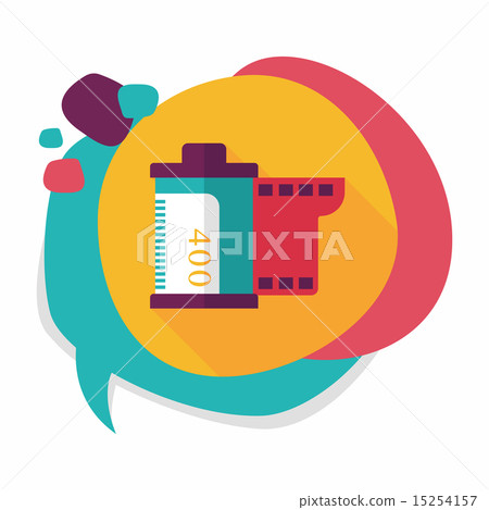camera film, flat icon with long shadow 15254157