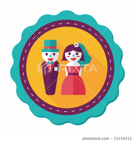 wedding couple flat icon with long shadow,eps10 - Stock Illustration ...
