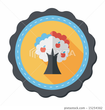 apple tree flat icon with long shadow,eps10 - Stock Illustration ...