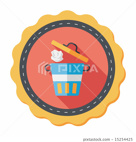 kitchenware garbage can flat icon with long... - Stock Illustration ...
