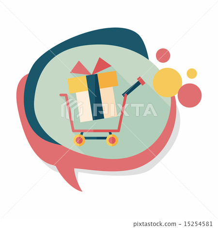 shopping cart flat icon with long shadow - Stock Illustration [15254581 ...