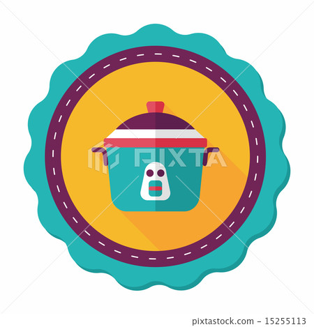 kitchenware rice cooker flat icon with long shadow,eps10 kitchenware rice cooker flat icon with long shadow,eps10 15255113