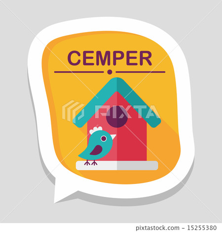 Pet bird house flat icon with long shadow,eps10 15255380