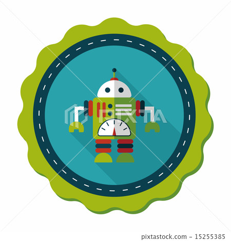 Space robot flat icon with long shadow,eps10 15255385