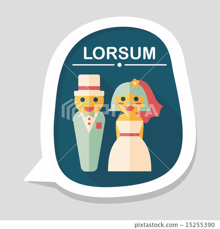 wedding couple flat icon with long shadow,eps10 15255390